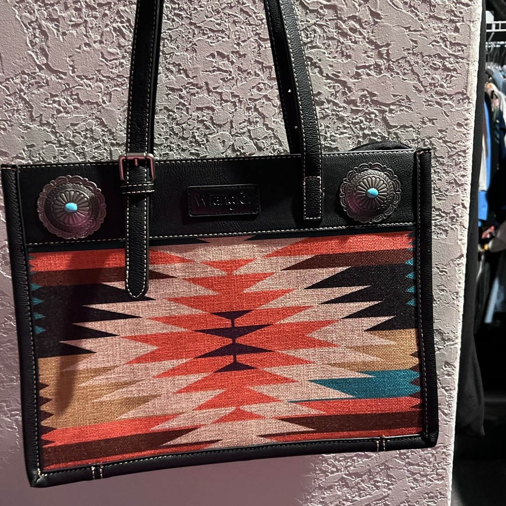 Wrangler Black and Multicolor Aztec Tote